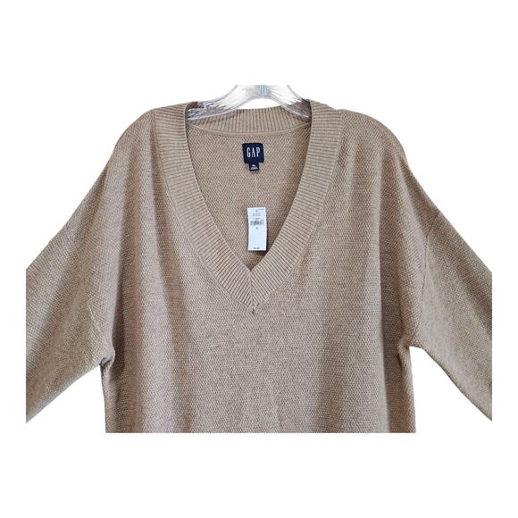GAP Men XL Sweater Brannon Brown V-Neck Long Sleeve Merino Wool Blend Chest 48" - Picture 2 of 8